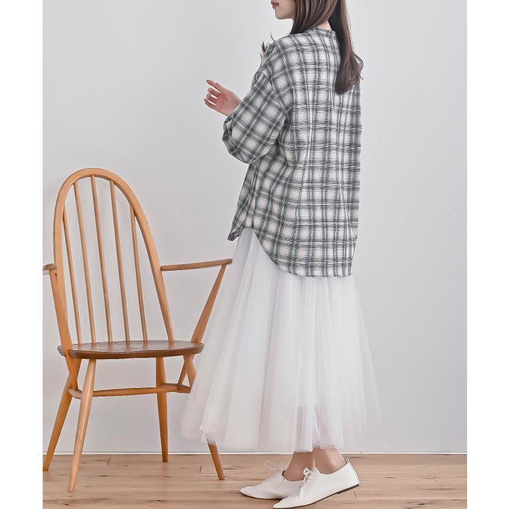 リブ使いバンドカラーチェックシャツ | rps | 詳細画像4 