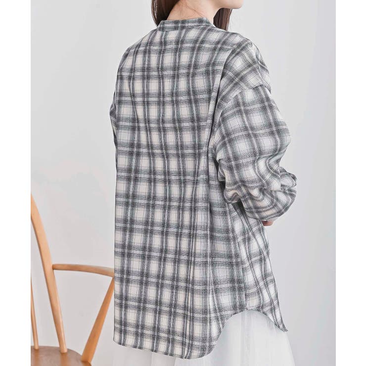 リブ使いバンドカラーチェックシャツ | rps | 詳細画像8 