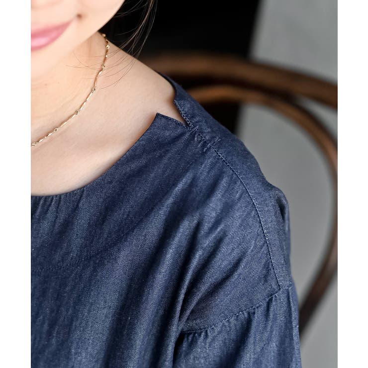 ウエスト切替７分袖デニムギャザーワンピース | rps | 詳細画像10 