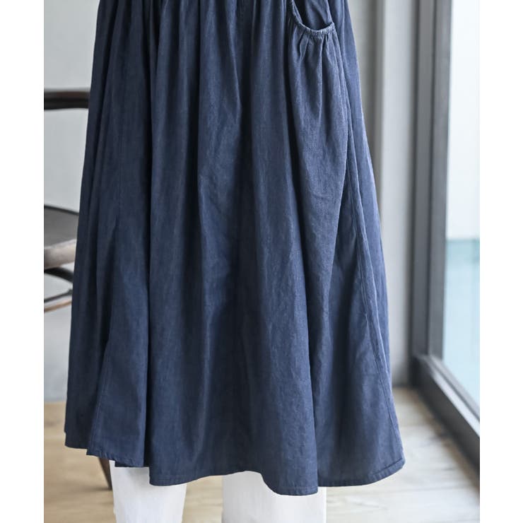 ウエスト切替７分袖デニムギャザーワンピース | rps | 詳細画像9 