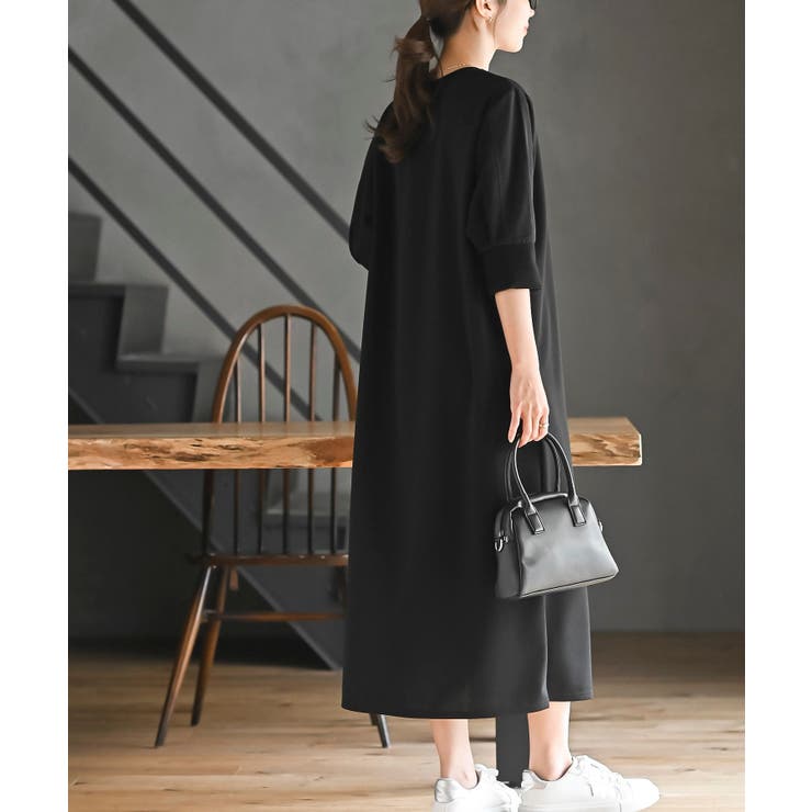 カットジョーゼットMA－1 7分袖ワンピース[品番：RPSW0004532