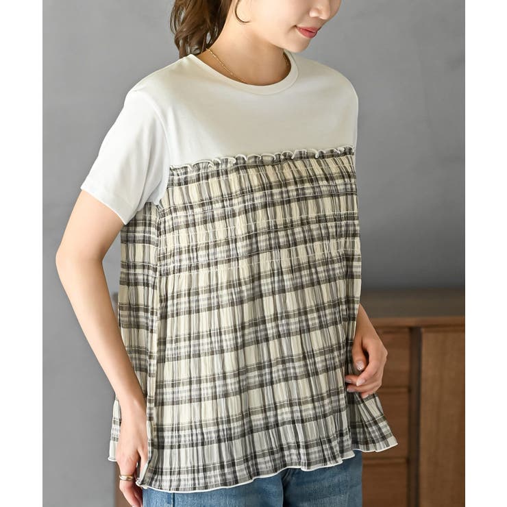 アイボリー | 異素材シャーリングドッキングＴ | rps