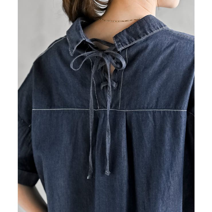 ＢＡＣＫレースアップ 裾タックブラウス | rps | 詳細画像17 