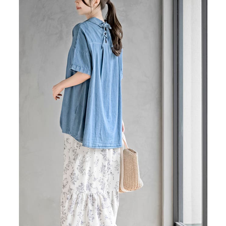 ＢＡＣＫレースアップ 裾タックブラウス | rps | 詳細画像3 