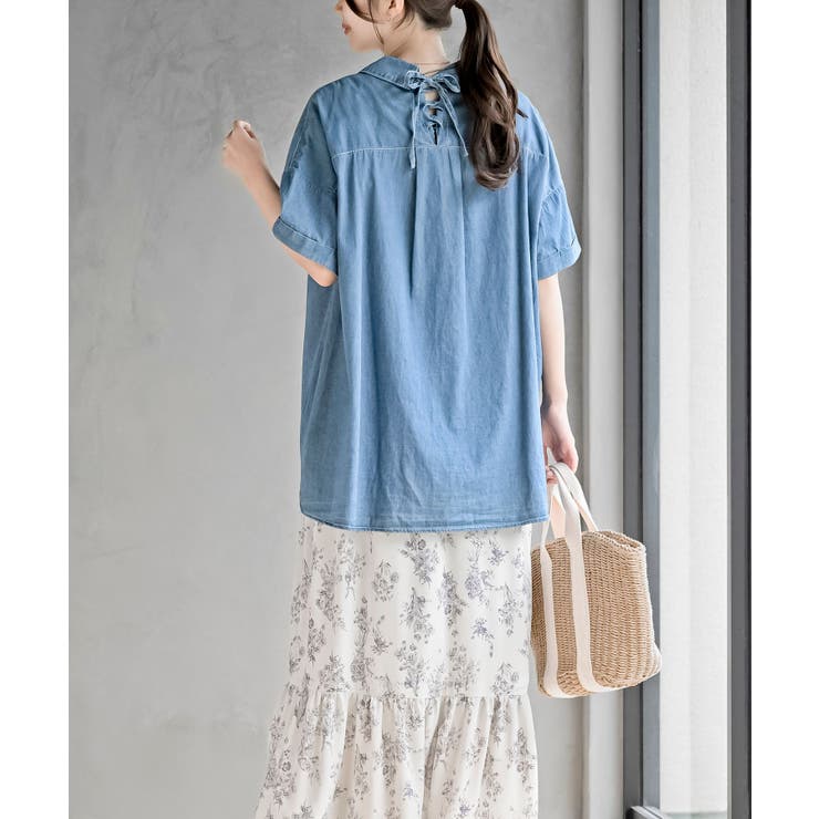 ＢＡＣＫレースアップ 裾タックブラウス | rps | 詳細画像4 