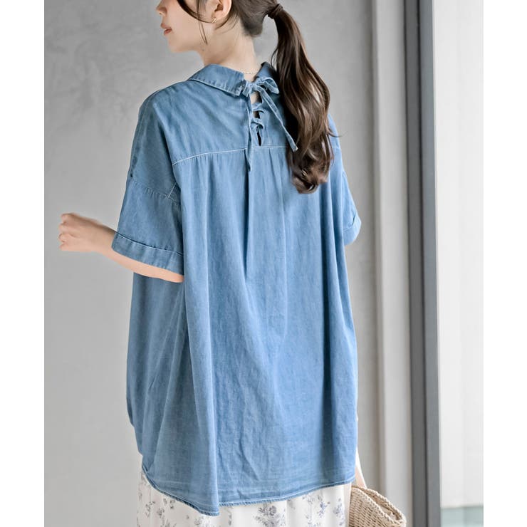 ＢＡＣＫレースアップ 裾タックブラウス | rps | 詳細画像8 