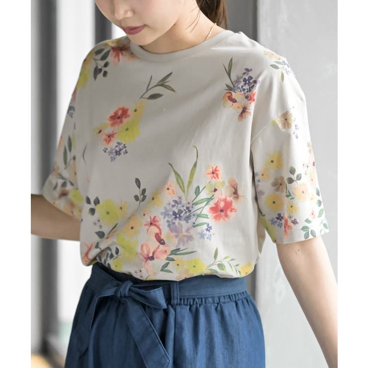 グレージュ | 花柄総柄Ｔ | rps