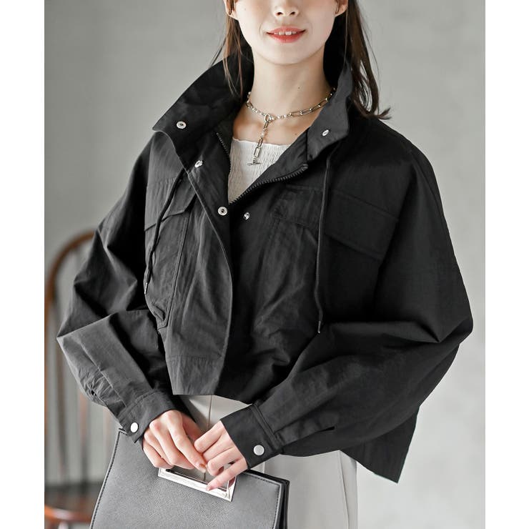 ブラック | スタンドショートナイロンジャケット | rps