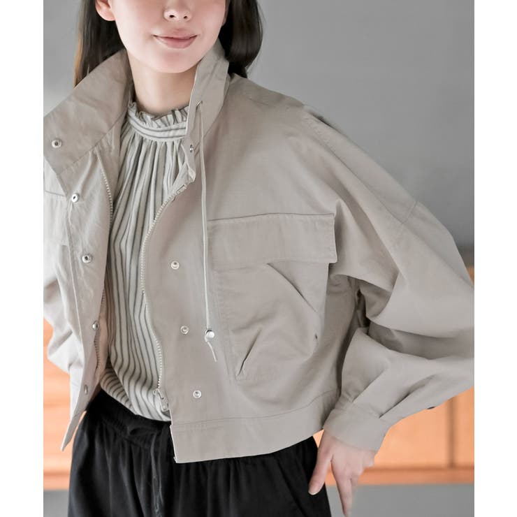 グレージュ | スタンドショートナイロンジャケット | rps