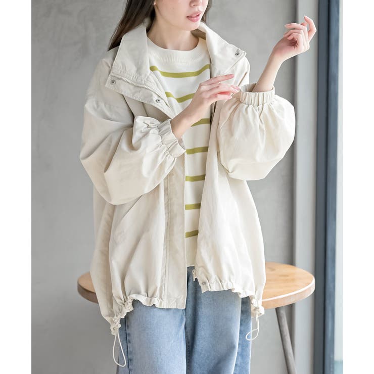 アイボリー | スタンドカラーナイロンコート | rps