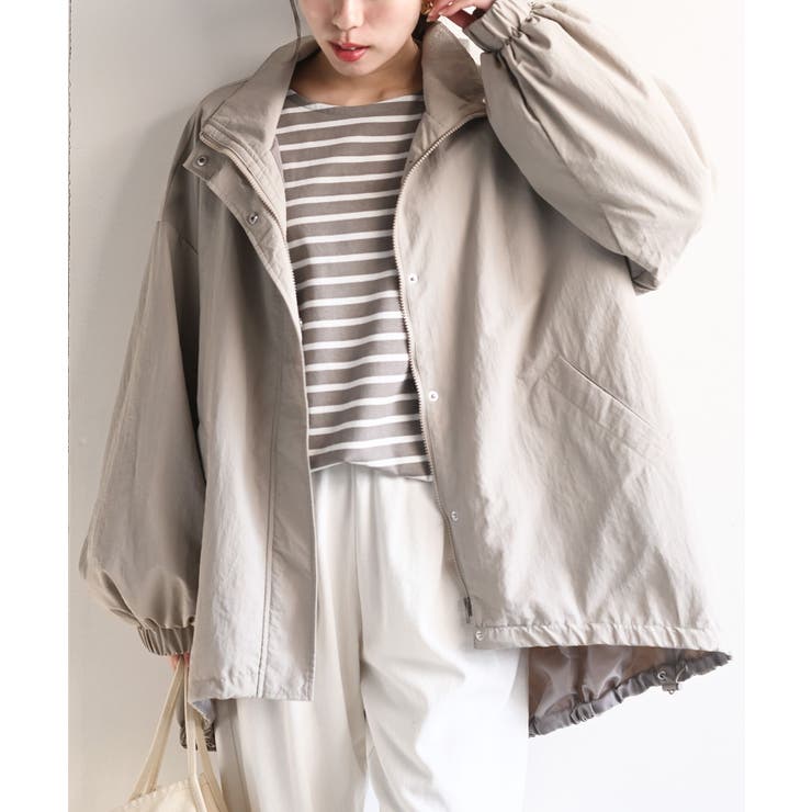 ベージュ | スタンドカラーナイロンコート | rps