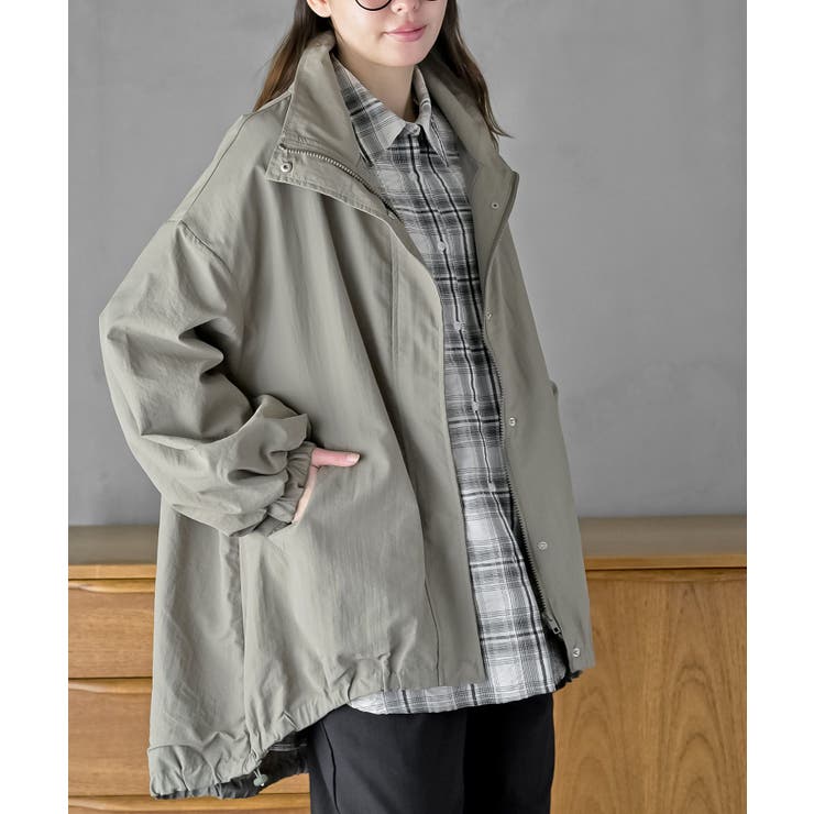 ライトカーキ | スタンドカラーナイロンコート | rps