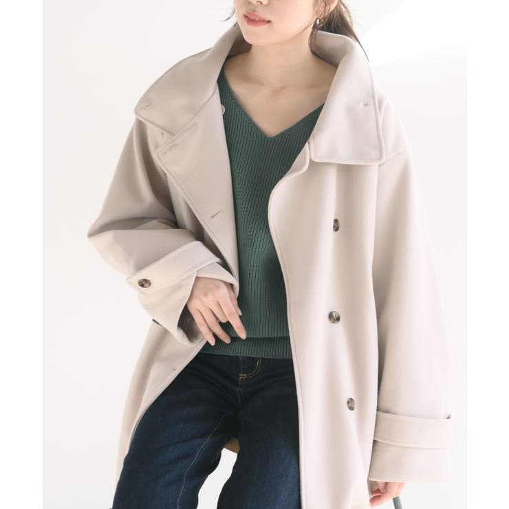 アイボリー | スタンドカラーボリューム袖コート | rps