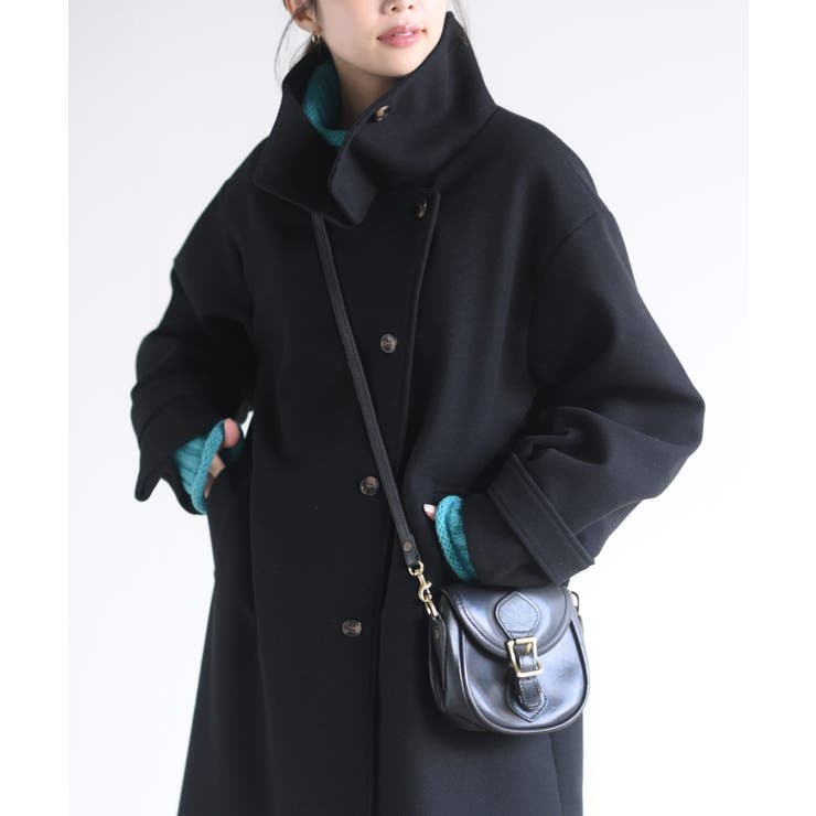 ブラック | スタンドカラーボリューム袖コート | rps