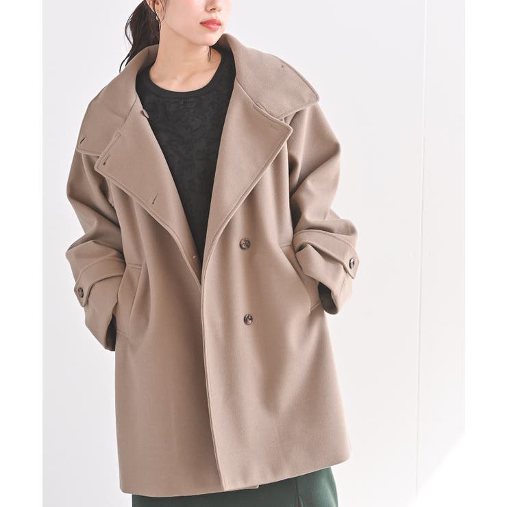 ベージュ | スタンドカラーボリューム袖コート | rps