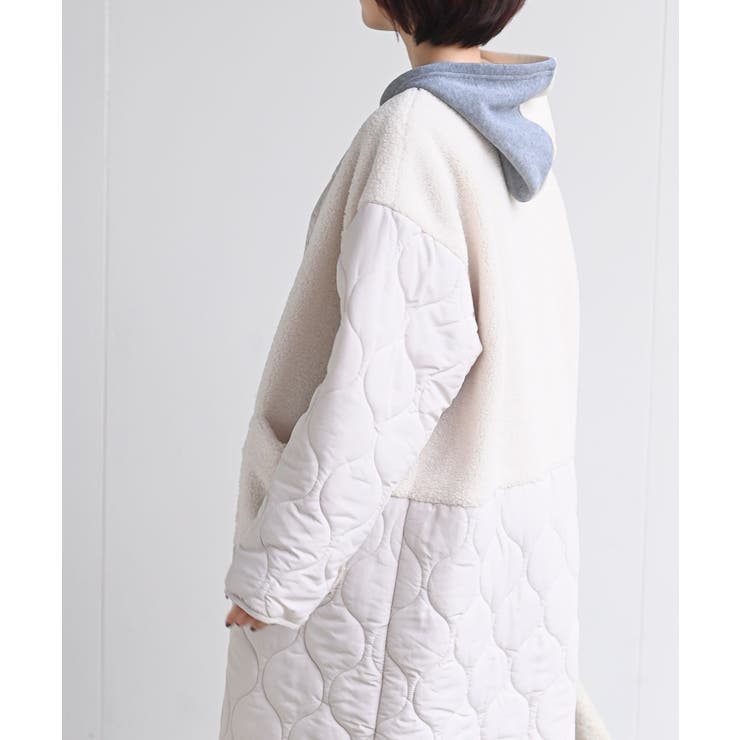 ボア×ウェーブキルト切替ノーカラーコート | rps | 詳細画像7