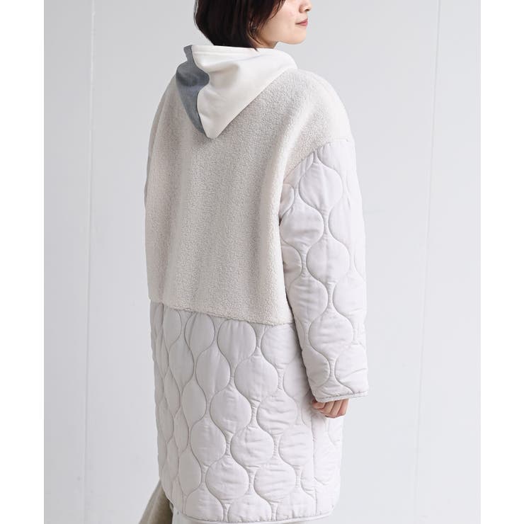 ボア×ウェーブキルト切替ノーカラーコート | rps | 詳細画像8