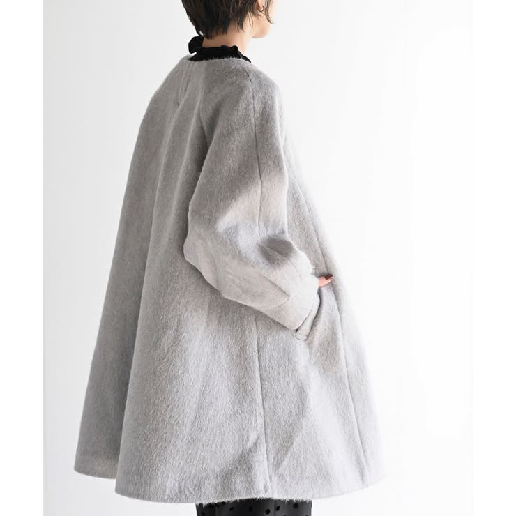 ボリューム袖シャギーノーカラーコート[品番：RPSW0003262]｜rps