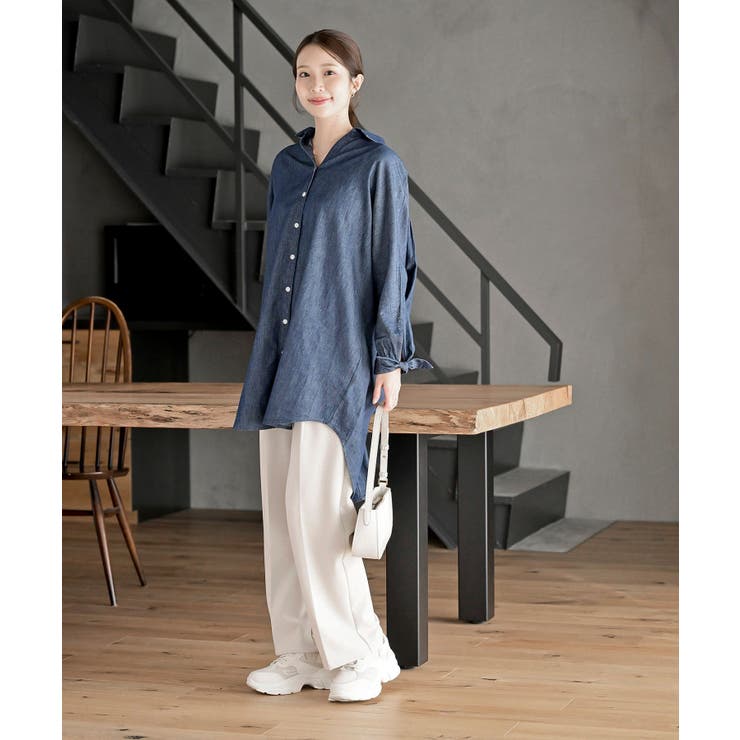 リボン袖デニムシャツチュニック | rps | 詳細画像10 