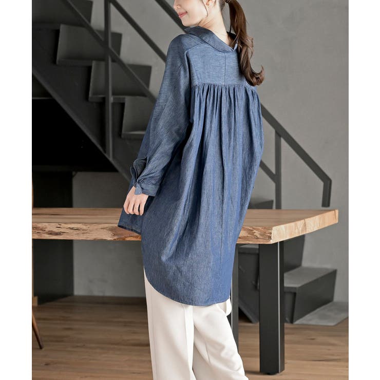 リボン袖デニムシャツチュニック | rps | 詳細画像11 