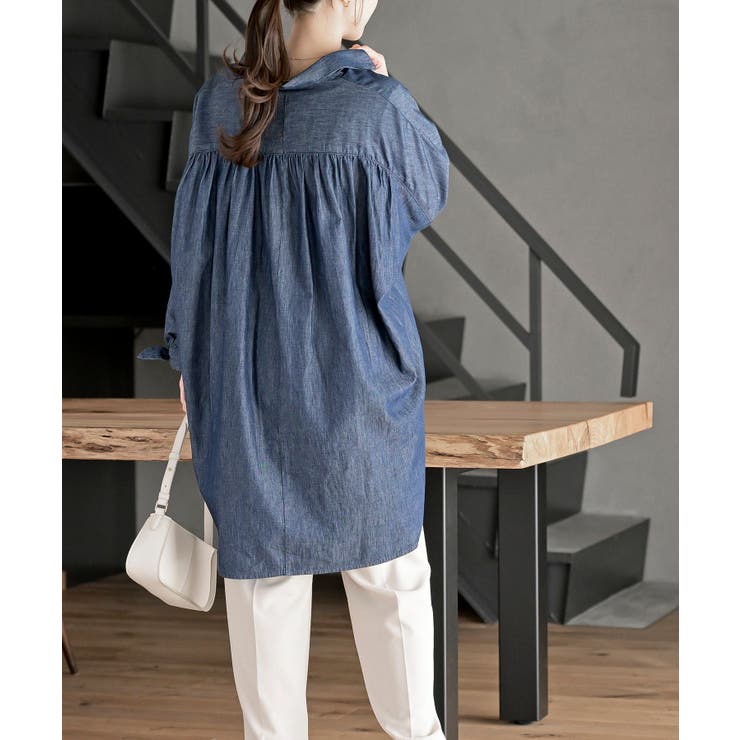 リボン袖デニムシャツチュニック | rps | 詳細画像12 