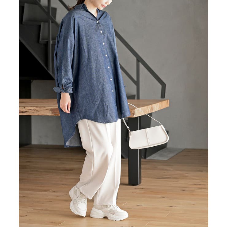 リボン袖デニムシャツチュニック | rps | 詳細画像13 