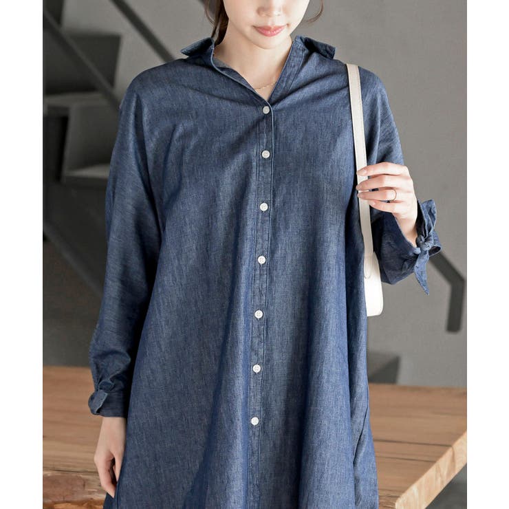 リボン袖デニムシャツチュニック | rps | 詳細画像14 