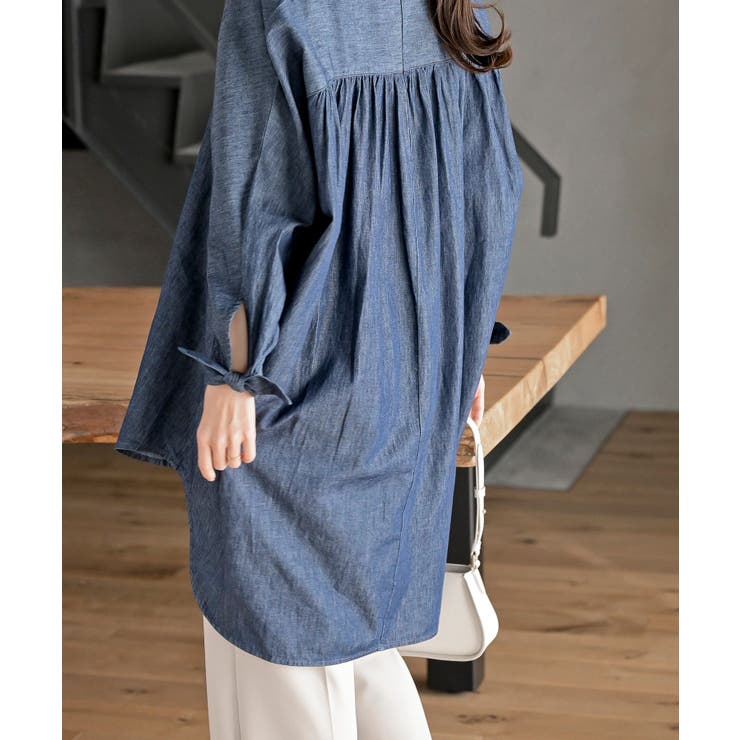 リボン袖デニムシャツチュニック | rps | 詳細画像16 