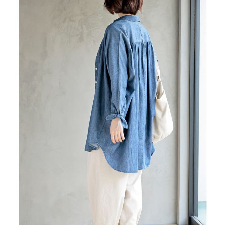 リボン袖デニムシャツチュニック | rps | 詳細画像4 