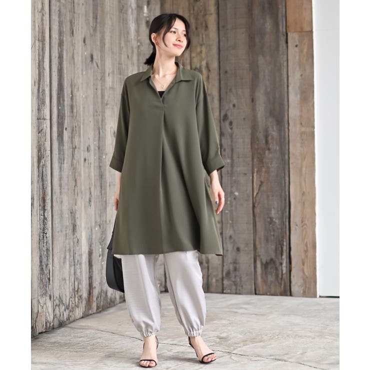 ７分袖スキッパーシャツワンピース | rps | 詳細画像2 