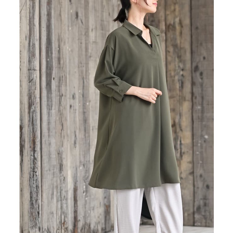 ７分袖スキッパーシャツワンピース | rps | 詳細画像3 