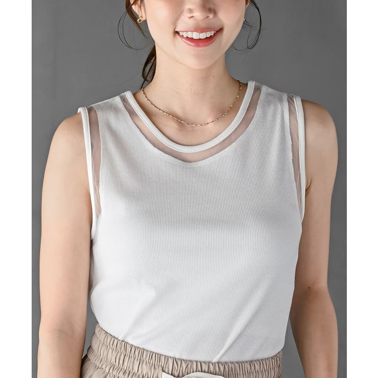 オフホワイト | ふちどりシアータンクトップ | rps