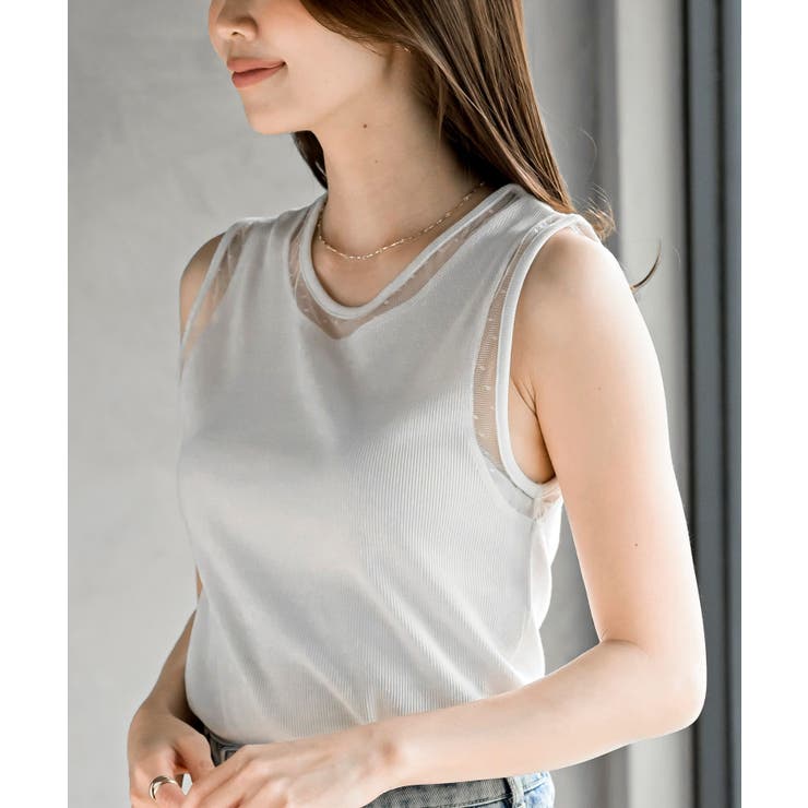 オフホワイト2 | ふちどりシアータンクトップ | rps