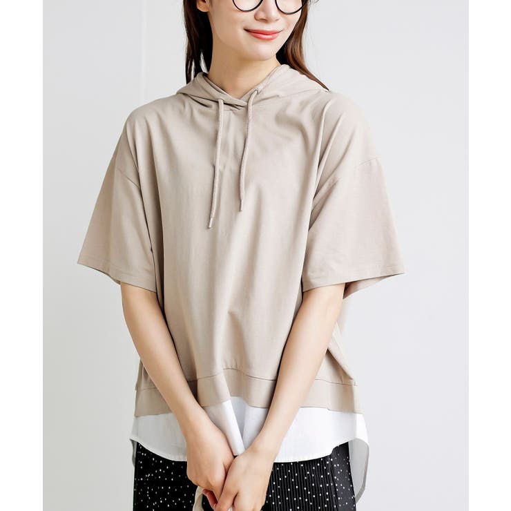 オフベージュ | フェイクレイヤードカットパーカー | rps