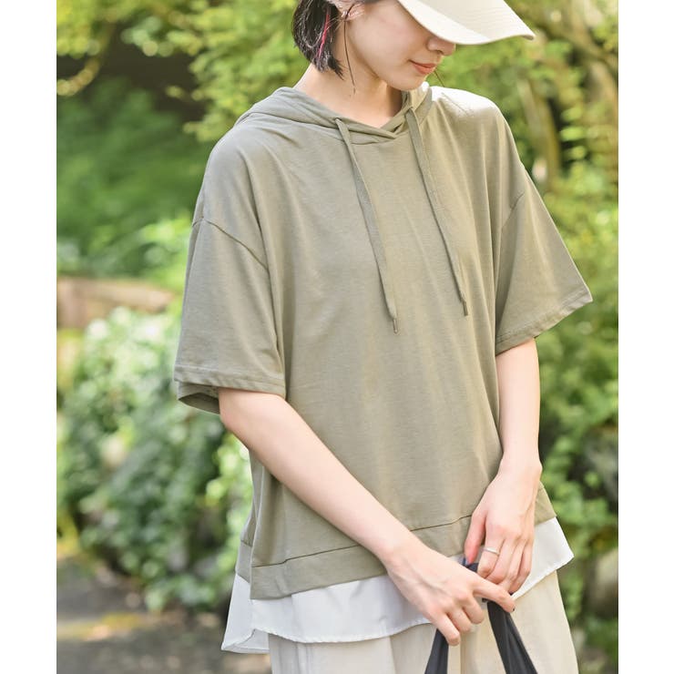 カーキ | フェイクレイヤードカットパーカー | rps