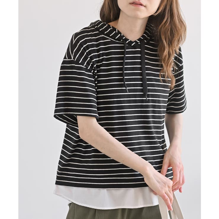 ボーダー | フェイクレイヤードカットパーカー | rps