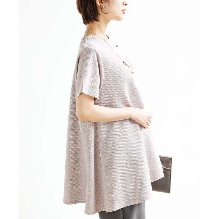 シボ柄ジャガードAラインフレアーチュニック[品番：RPSW0002704]｜rps