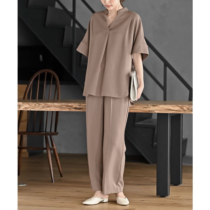 モカ | スキッパーブラウスｘイージーパンツセットアップ | rps