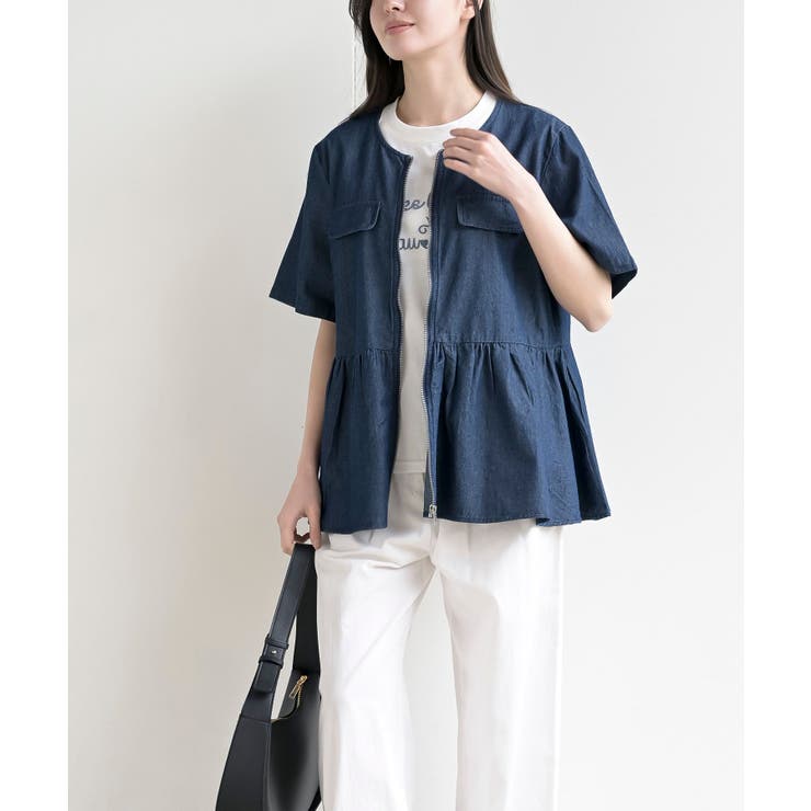 ハーフスリーブデニムペプラムジャケット | rps | 詳細画像11 