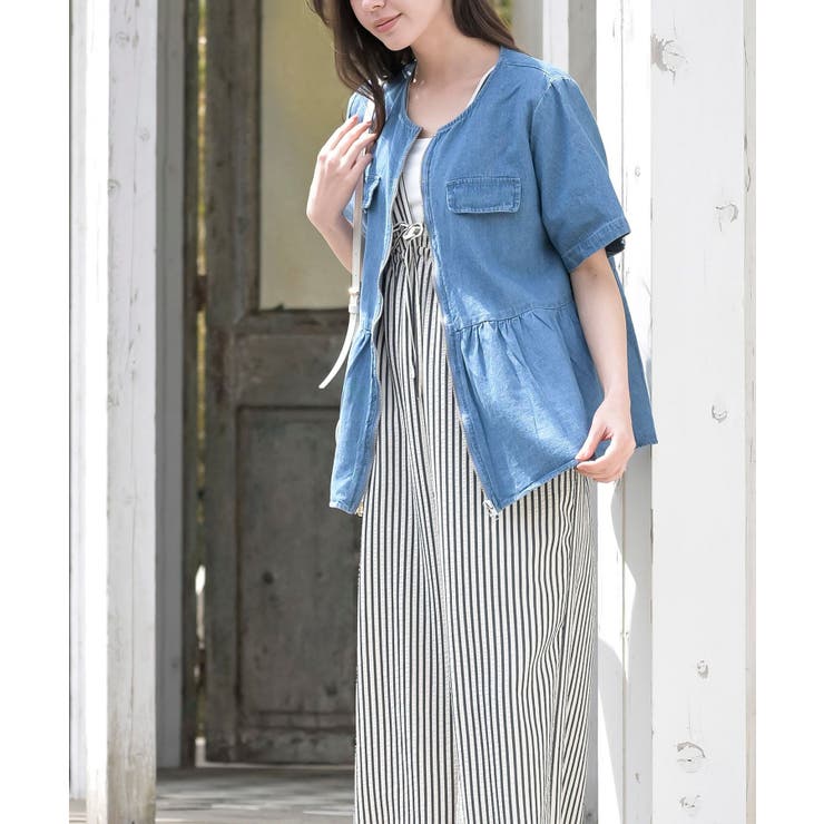 ハーフスリーブデニムペプラムジャケット | rps | 詳細画像3 