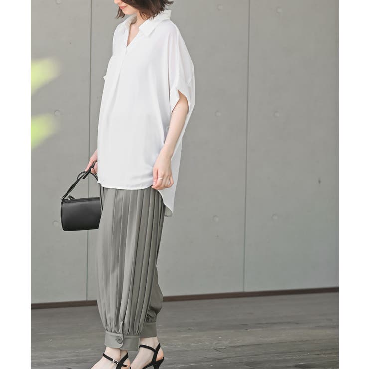 専用　ビアズリー　スキッパー　バックタックリネンブラウス　美品☆ サイドタックスキッパーブラウス[品番：RPSW0002803]｜rps