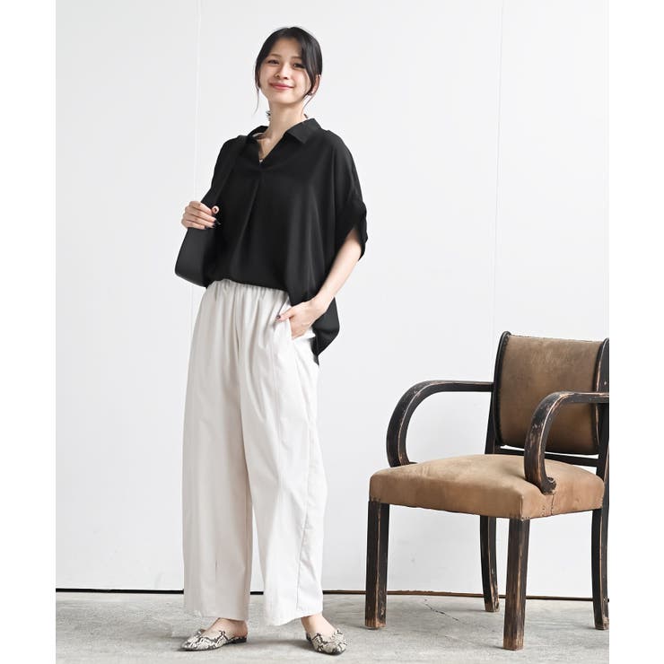 専用　ビアズリー　スキッパー　バックタックリネンブラウス　美品☆ サイドタックスキッパーブラウス[品番：RPSW0002803]｜rps
