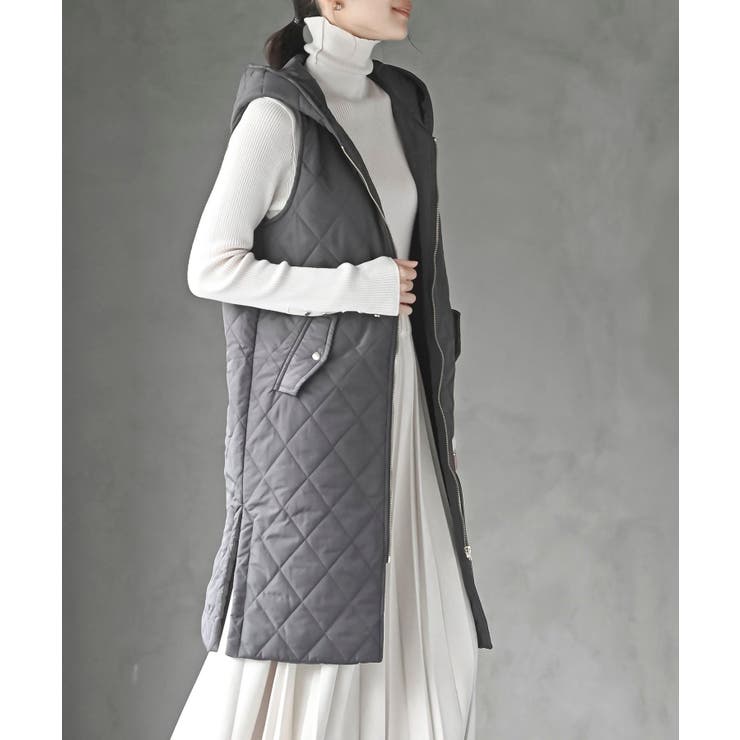 キルトフードZIPロングベスト[品番：RPSW0004090]｜rps（アール