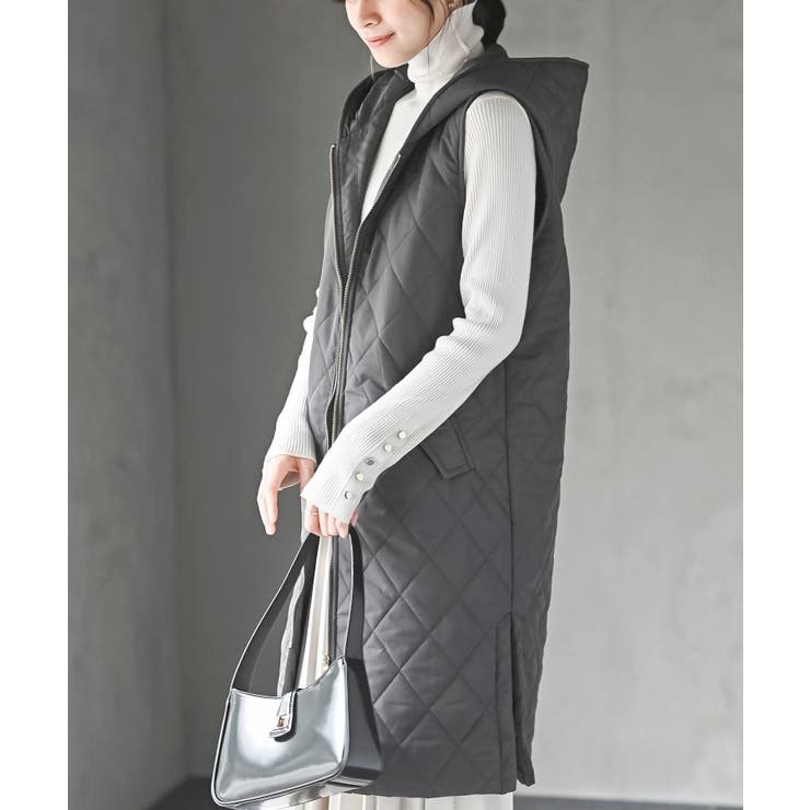 キルトフードZIPロングベスト[品番：RPSW0004090]｜rps