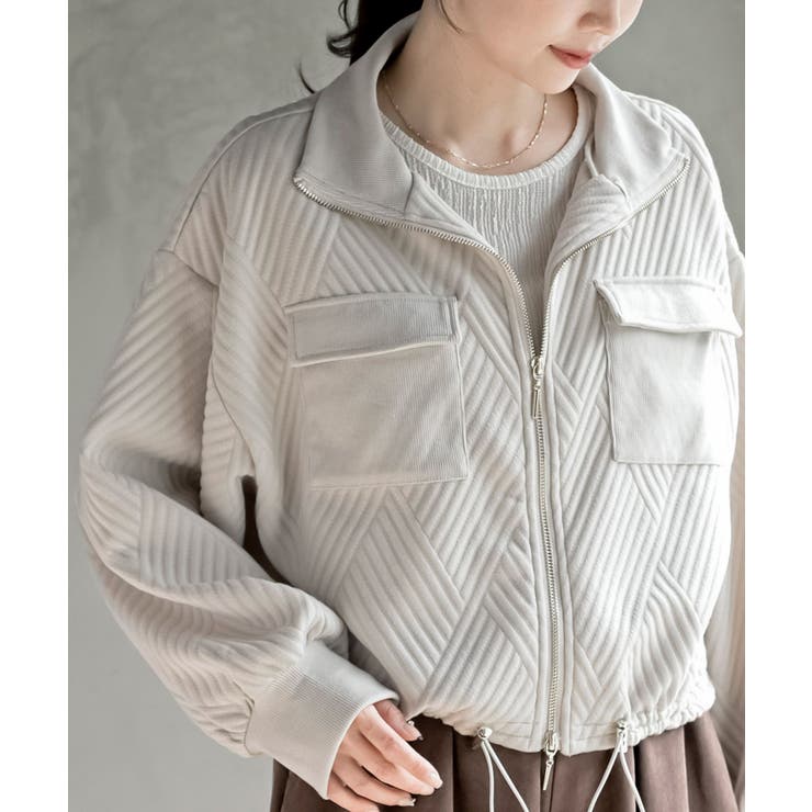 アイボリー | ふくれジャガードアウトポケットブルゾン | rps