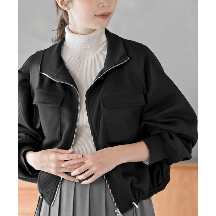 ブラック | ふくれジャガードアウトポケットブルゾン | rps