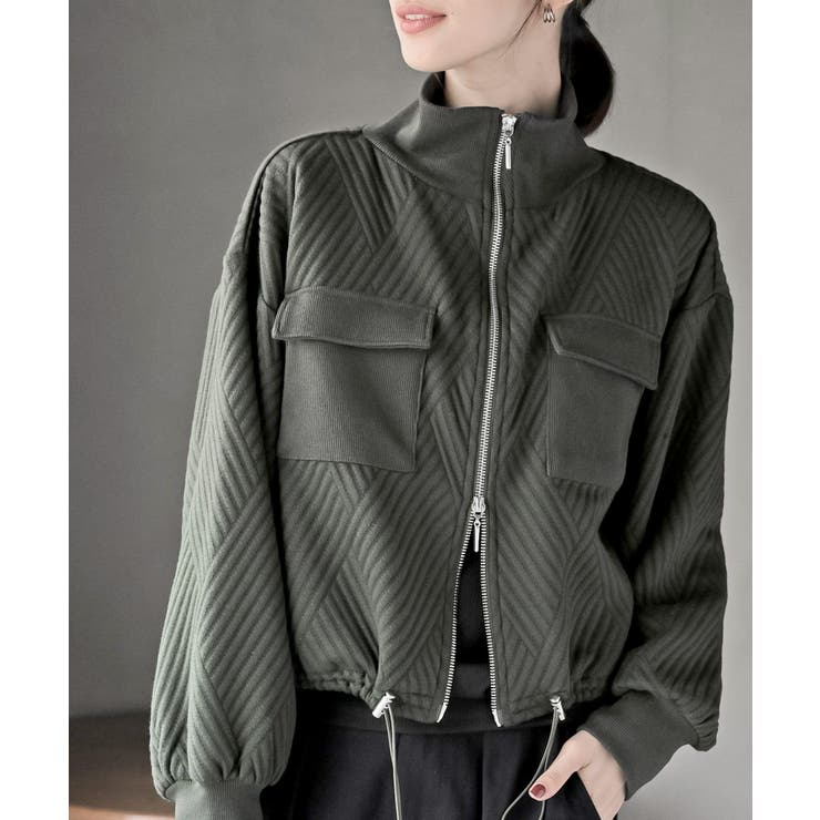 カーキ | ふくれジャガードアウトポケットブルゾン | rps