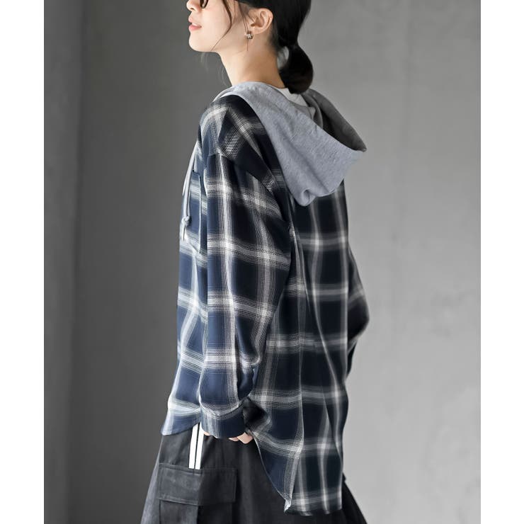 フードツキチェックシャツ | rps | 詳細画像23 