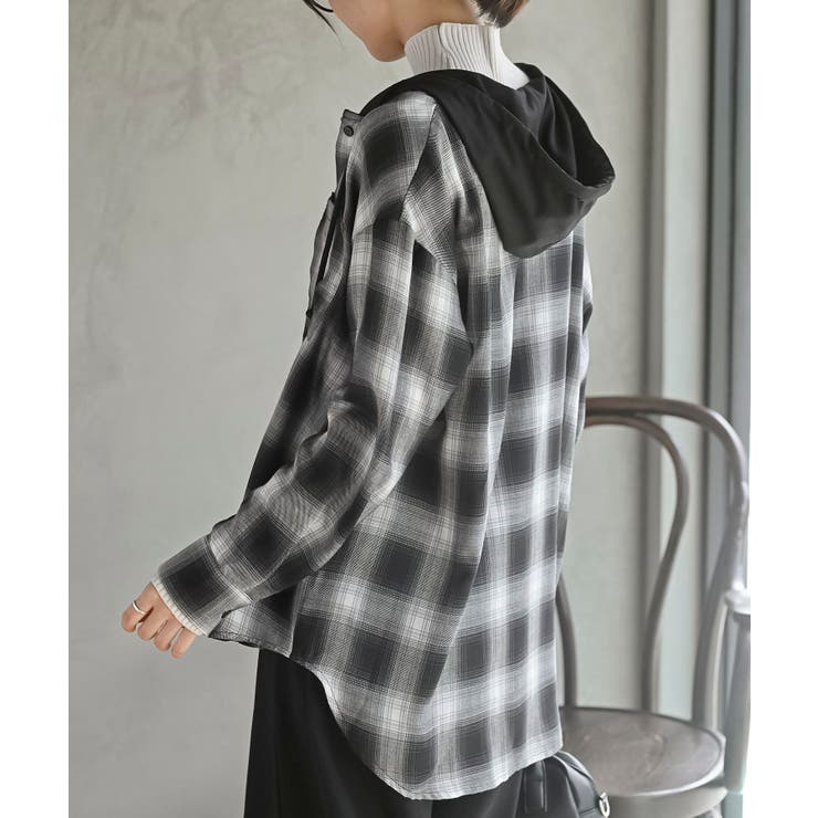 ブラック | フードツキチェックシャツ | rps