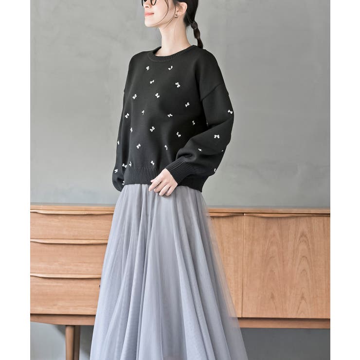 リボン刺繍スポンジニットプルオーバー | rps | 詳細画像3 